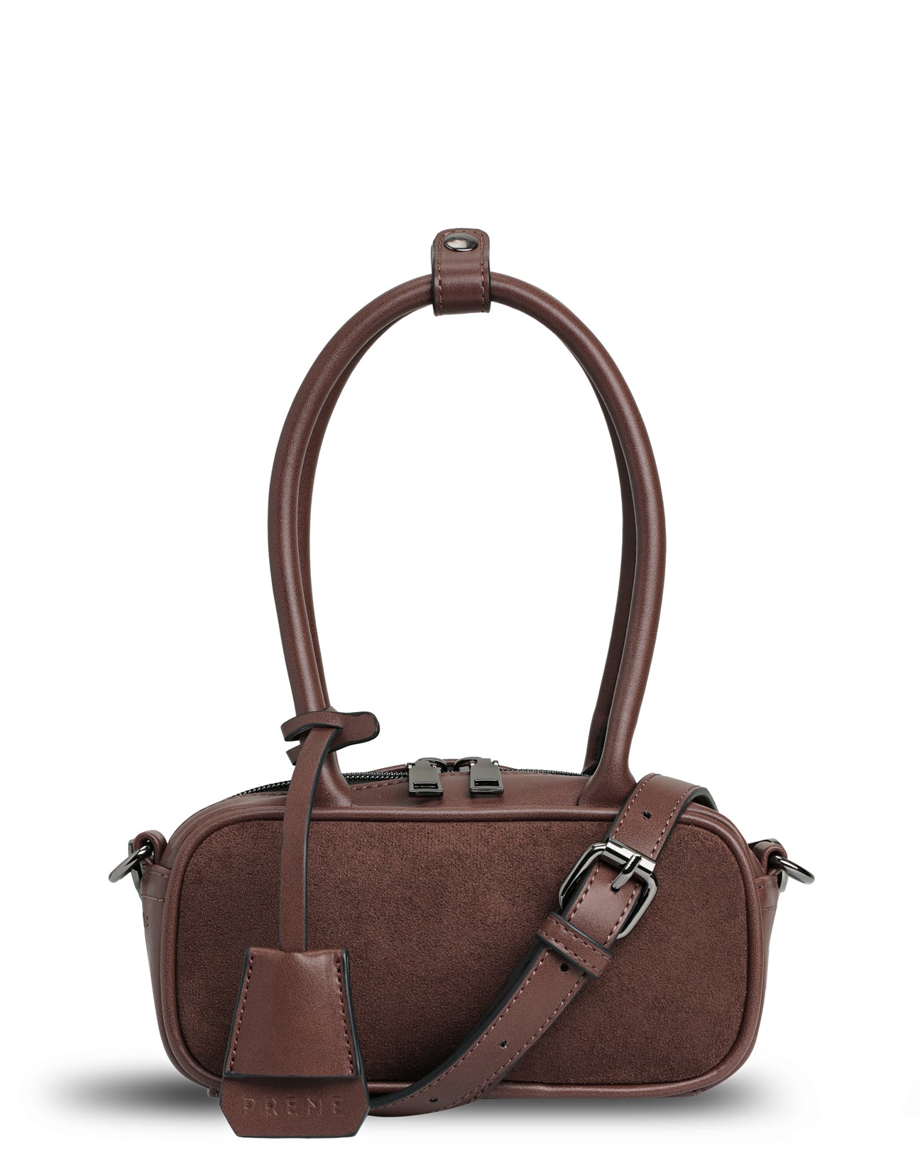 The Hallie Bag (CHOCOLATE SUEDE) Neoprene Mini Crossbody Bag