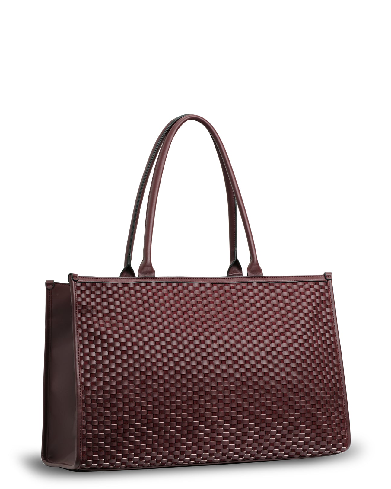 The Era Bag (BURGUNDY) Woven Suede Vegan Leather Tote Bag
